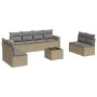 9-teiliges Gartensofa-Set mit beigen synthetischen Rattankissen von , Modulare Sofas für den Außenbereich - Ref: Foro24-32511...
