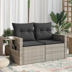 Gartensofa mit 2-Sitzer-Kissen synthetisches Rattangrau von , Outdoor-Sofas - Ref: Foro24-366141, Preis: 168,52 €, Rabatt: %