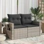 Garden sofa with cushions, 2 seats, synthetic gray rattan by , Outdoor sofas - Ref: Foro24-366141, Price: 168,52 €, Discount: %