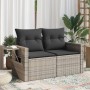 Gartensofa mit 2-Sitzer-Kissen synthetisches Rattangrau von , Outdoor-Sofas - Ref: Foro24-366141, Preis: 171,31 €, Rabatt: %