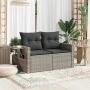 Garden sofa with cushions, 2 seats, synthetic gray rattan by , Outdoor sofas - Ref: Foro24-366141, Price: 168,52 €, Discount: %