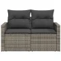 Garden sofa with cushions, 2 seats, synthetic gray rattan by , Outdoor sofas - Ref: Foro24-366141, Price: 168,52 €, Discount: %