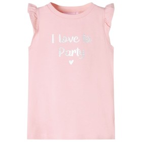 Camiseta infantil de manga volante rosa claro 128 de , Camisetas para niños - Ref: Foro24-10502, Precio: 8,28 €, Descuento: %