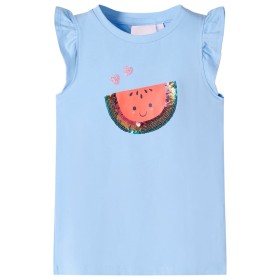 Camiseta infantil de manga volante azul claro 140 de , Camisetas para niños - Ref: Foro24-10633, Precio: 8,54 €, Descuento: %