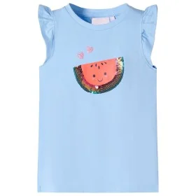 Hellblaues Kinder-T-Shirt mit Rüschenärmeln 140 von , Kinder-T-Shirts - Ref: Foro24-10633, Preis: 8,45 €, Rabatt: %