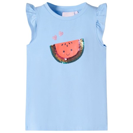 Hellblaues Kinder-T-Shirt mit Rüschenärmeln 140 von , Kinder-T-Shirts - Ref: Foro24-10633, Preis: 8,54 €, Rabatt: %