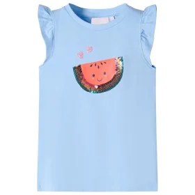 Hellblaues Kinder-T-Shirt mit Rüschenärmeln 116 von , Kinder-T-Shirts - Ref: Foro24-10631, Preis: 8,45 €, Rabatt: %