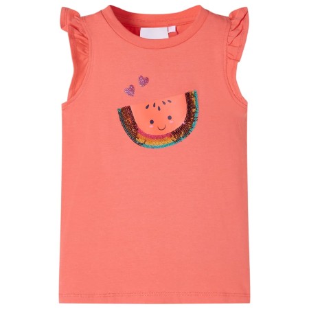Korallenrotes T-Shirt mit Rüschenärmeln für Kinder 128 von , Kinder-T-Shirts - Ref: Foro24-10627, Preis: 8,54 €, Rabatt: %