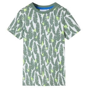 Camiseta infantil crudo y verde hiedra oscuro 128
