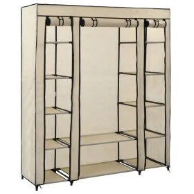 Armario con compartimentos y varillas tela crema 150x45x176 cm de vidaXL, Armarios roperos - Ref: Foro24-282435, Precio: 52,3...