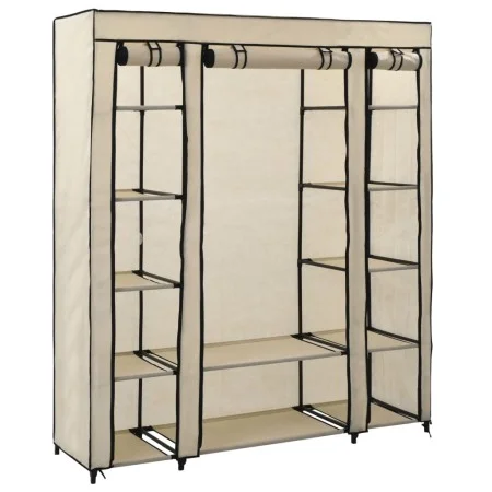 Wardrobe with compartments and rods cream fabric 150x45x176 cm by vidaXL, Wardrobes - Ref: Foro24-282435, Price: 52,38 €, Dis...