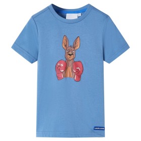 Camiseta infantil de manga corta azul medio 116