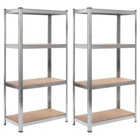 Shelving 4 levels 2 units steel plywood silver by vidaXL, Industrial shelving - Ref: Foro24-144267, Price: 82,39 €, Discount: %