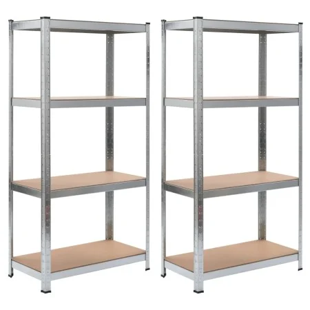 Regal 4 Ebenen 2 Einheiten Stahlsperrholz silber von vidaXL, Industrieregale - Ref: Foro24-144267, Preis: 82,39 €, Rabatt: %
