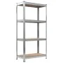Shelving 4 levels 2 units steel plywood silver by vidaXL, Industrial shelving - Ref: Foro24-144267, Price: 82,39 €, Discount: %