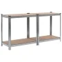 Shelving 4 levels 2 units steel plywood silver by vidaXL, Industrial shelving - Ref: Foro24-144267, Price: 82,39 €, Discount: %