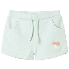 Pantalones cortos infantiles con cordón verde menta claro mixto