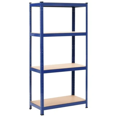Storage shelving 4 levels blue plywood steel by vidaXL, Industrial shelving - Ref: Foro24-144273, Price: 44,60 €, Discount: %