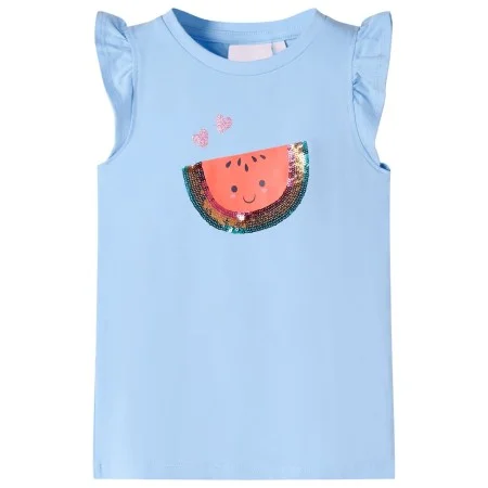 Camiseta infantil de manga volante azul claro 104 by , Kids T-shirts - Ref: Foro24-10630, Price: 8,45 €, Discount: %
