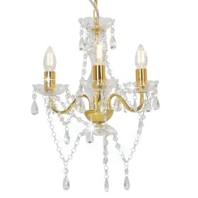 Kronleuchter mit runden goldenen Perlen 3 x E14 von vidaXL, Lampen - Ref: Foro24-281600, Preis: 63,39 €, Rabatt: %