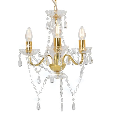 Lámpara de araña con cuentas dorado redonda 3 x E14 de vidaXL, Lámparas - Ref: Foro24-281600, Precio: 62,07 €, Descuento: %