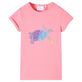 Camiseta infantil rosa chillón 140