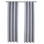 Cortinas opacas con anillas de metal 2 piezas gris 140x245 cm