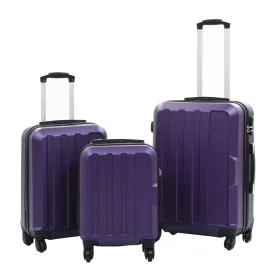 Set of 3 purple hard-shell trolley suitcases with wheels made of ABS. by vidaXL, Suitcases - Ref: Foro24-91877, Price: 147,32...