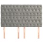 Cabeceros 4 unidades terciopelo gris claro 72x7x78/88 cm