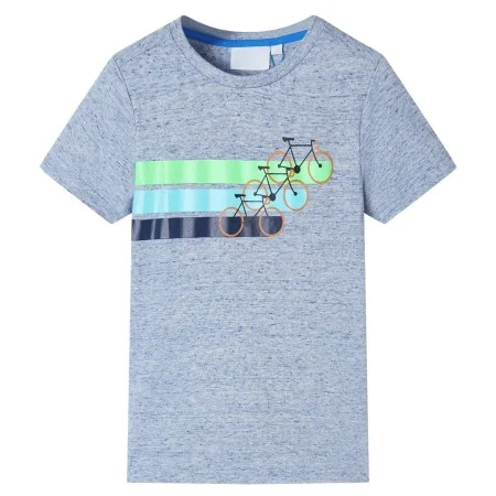 Kurzarm-Kinder-T-Shirt in meliertem Blau, Größe 116. von , Kinder-T-Shirts - Ref: Foro24-12171, Preis: 8,19 €, Rabatt: %