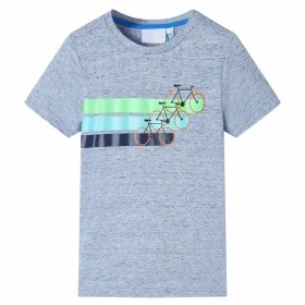 Kurzarm-Kinder-T-Shirt in meliertem Blau, Größe 140. von , Kinder-T-Shirts - Ref: Foro24-12173, Preis: 8,19 €, Rabatt: %