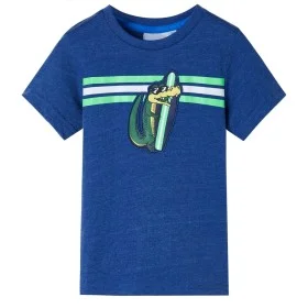 Dunkelblaues Melange-Kinder-T-Shirt 140 von , Kinder-T-Shirts - Ref: Foro24-12488, Preis: 8,32 €, Rabatt: %