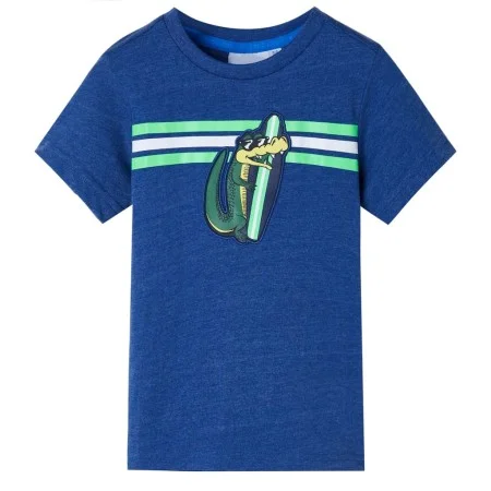 Dunkelblaues Melange-Kinder-T-Shirt 140 von , Kinder-T-Shirts - Ref: Foro24-12488, Preis: 8,32 €, Rabatt: %