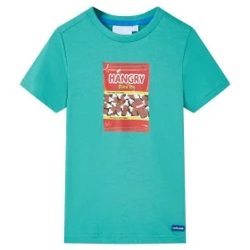 Kurzärmeliges Kinder-T-Shirt in dunklem Minzgrün, Größe 116. von , Kinder-T-Shirts - Ref: Foro24-11856, Preis: 7,88 €, Rabatt: %