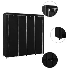 Armario con 4 compartimentos negro 175x45x170 cm by vidaXL, Wardrobes - Ref: Foro24-282445, Price: 58,13 €, Discount: %