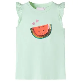 Weiches grünes Kinder-T-Shirt mit Rüschenärmeln 104 von , Kinder-T-Shirts - Ref: Foro24-10635, Preis: 8,45 €, Rabatt: %