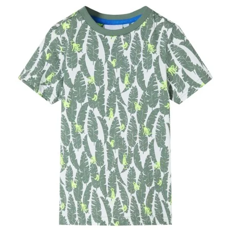 Kinder-T-Shirt Ecru und dunkles Efeugrün 140 von , Kinder-T-Shirts - Ref: Foro24-11678, Preis: 8,64 €, Rabatt: %