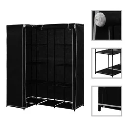 Armario de esquina negro 130x87x169 cm de vidaXL, Armarios roperos - Ref: Foro24-282449, Precio: 47,92 €, Descuento: %