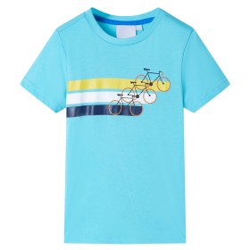 Camiseta infantil de manga corta color aguamarina 116