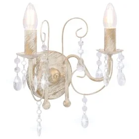 Antique white beaded wall lamp 2 E14 bulbs by vidaXL, Lamps - Ref: Foro24-281590, Price: 45,53 €, Discount: %