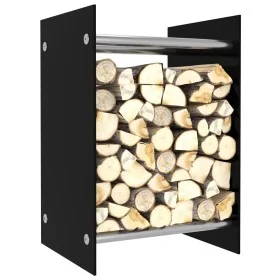 Holzhalter aus schwarzem Glas 40x35x60 cm von vidaXL, Brennholztaschen und -halter - Ref: Foro24-282829, Preis: 56,65 €, Raba...