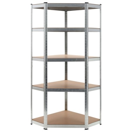 Corner shelving 5 levels plywood and silver steel by vidaXL, Industrial shelving - Ref: Foro24-144265, Price: 67,60 €, Discou...