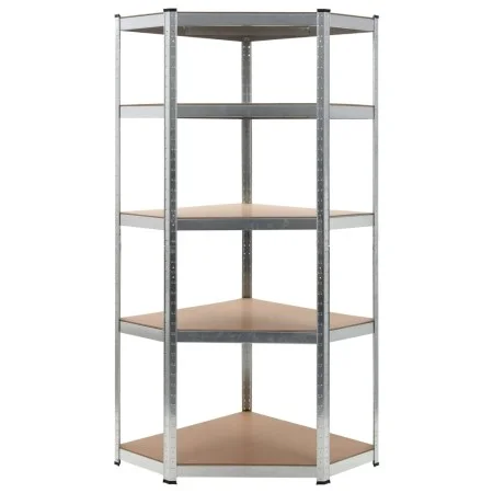 Corner shelving 5 levels plywood and silver steel by vidaXL, Industrial shelving - Ref: Foro24-144265, Price: 70,58 €, Discou...