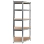Corner shelving 5 levels plywood and silver steel by vidaXL, Industrial shelving - Ref: Foro24-144265, Price: 67,60 €, Discou...