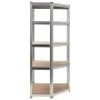 Corner shelving 5 levels plywood and silver steel by vidaXL, Industrial shelving - Ref: Foro24-144265, Price: 70,58 €, Discou...