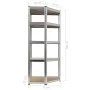 Corner shelving 5 levels plywood and silver steel by vidaXL, Industrial shelving - Ref: Foro24-144265, Price: 70,58 €, Discou...