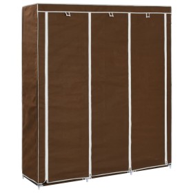 Armario con compartimentos y varillas tela marrón 150x45x175 cm