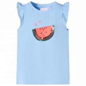 Light blue children's t-shirt with flutter sleeves size 92 by , Kids T-shirts - Ref: Foro24-10629, Price: 8,45 €, Discount: %