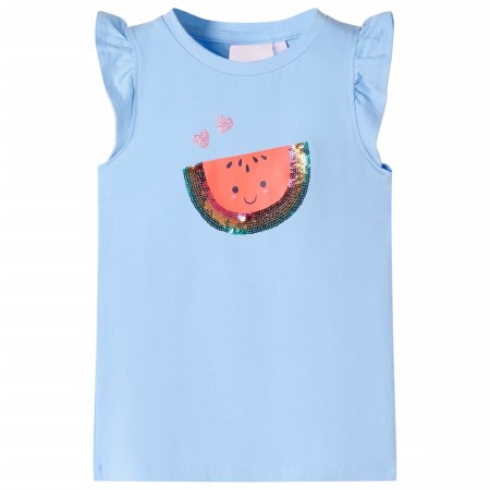 Hellblaues Kinder-T-Shirt mit 92 Rüschenärmeln von , Kinder-T-Shirts - Ref: Foro24-10629, Preis: 8,54 €, Rabatt: %