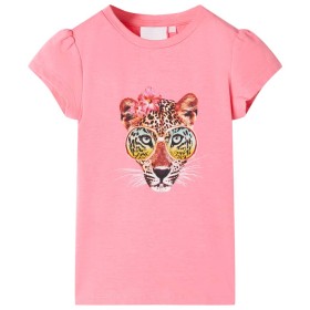 Camiseta infantil rosa neón 92